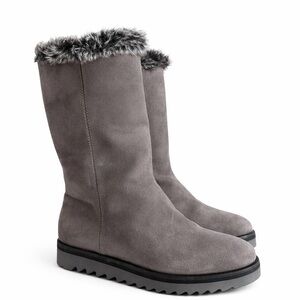 Aquatalia Palmira charcoal Suede Faux Fur Boots – Size 6 – Italian Made